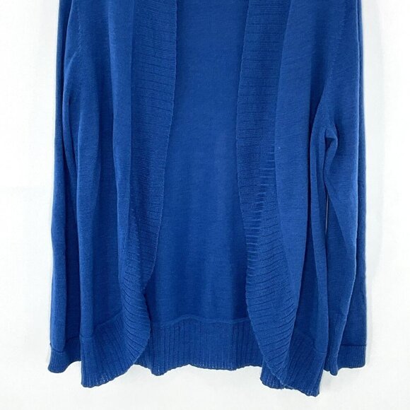 Coldwater Creek Cardigan Women XL Blue‎ Wool Blend Open Front Ribbed Knit - Picture 5 of 13